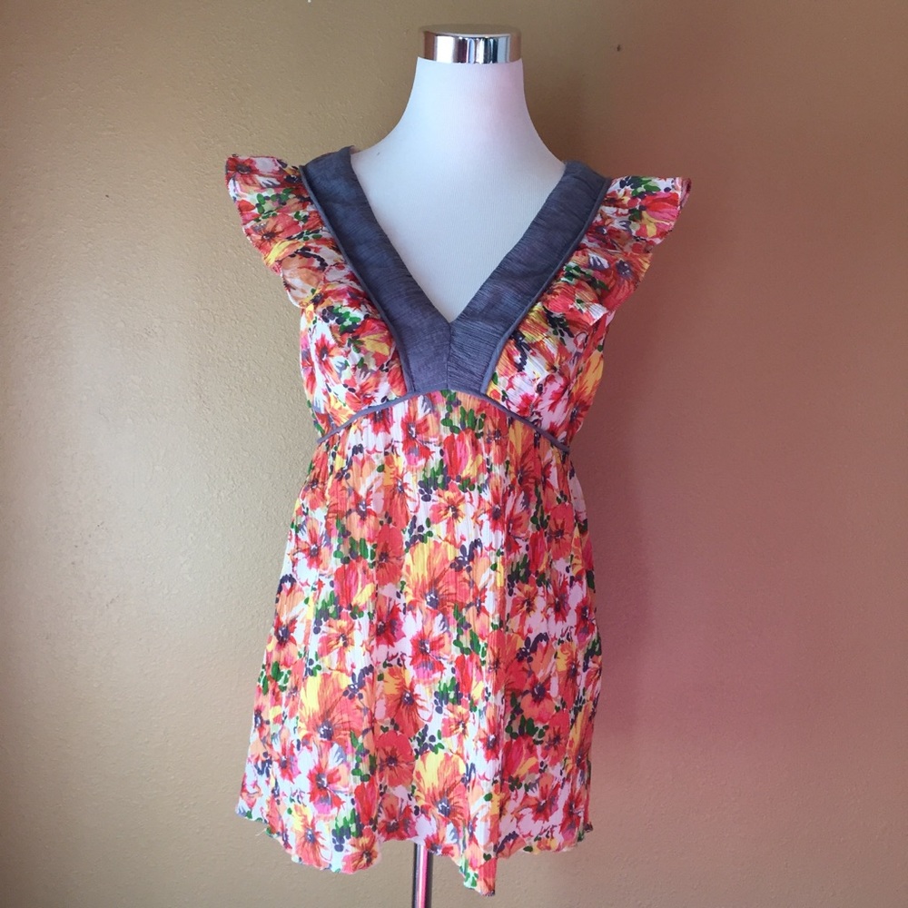 Anthropologie Fei Wildflower Walk Floral Flowy Top